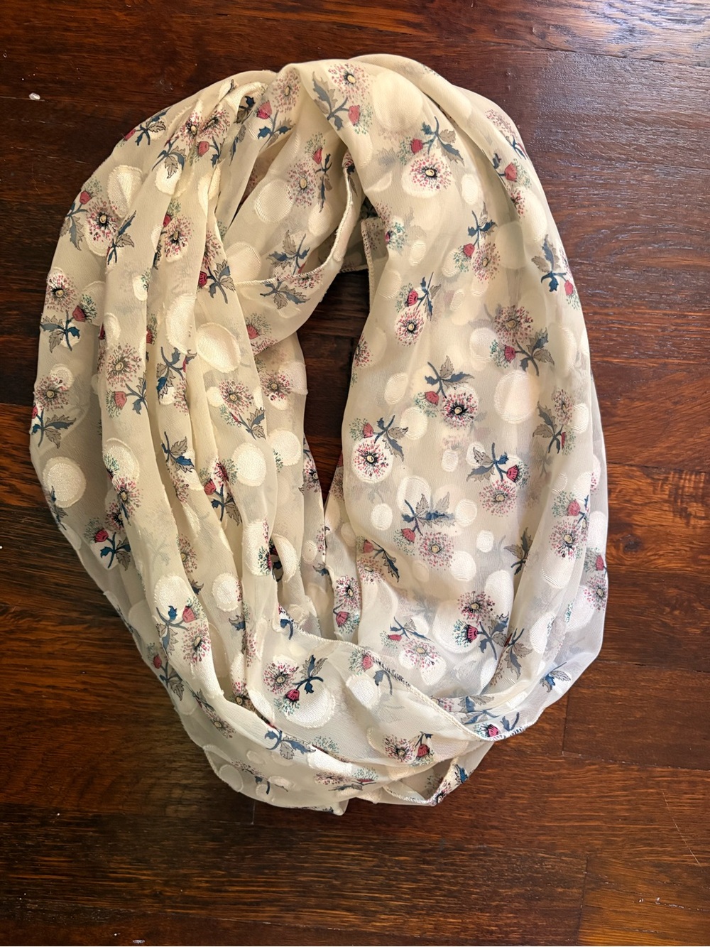 Light Cream Floral Infinity Scarf - Women's Accessories